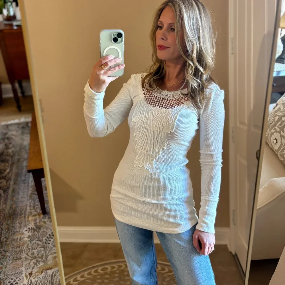 Free People XS Crochet Thermal (OLD Free People-one of a kind) Retail $128 - Picture 7 of 7